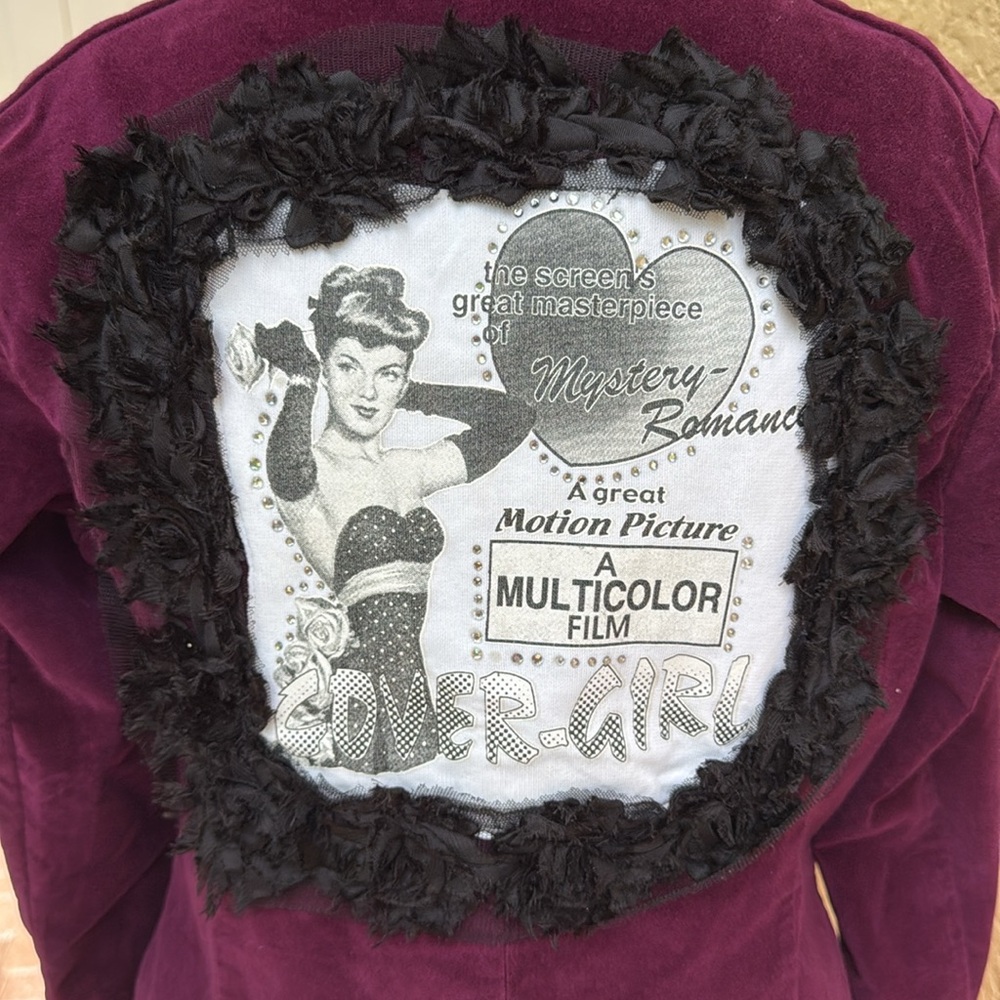 Reimagined Upcycled Burgundy Velvet Jacket Sz M